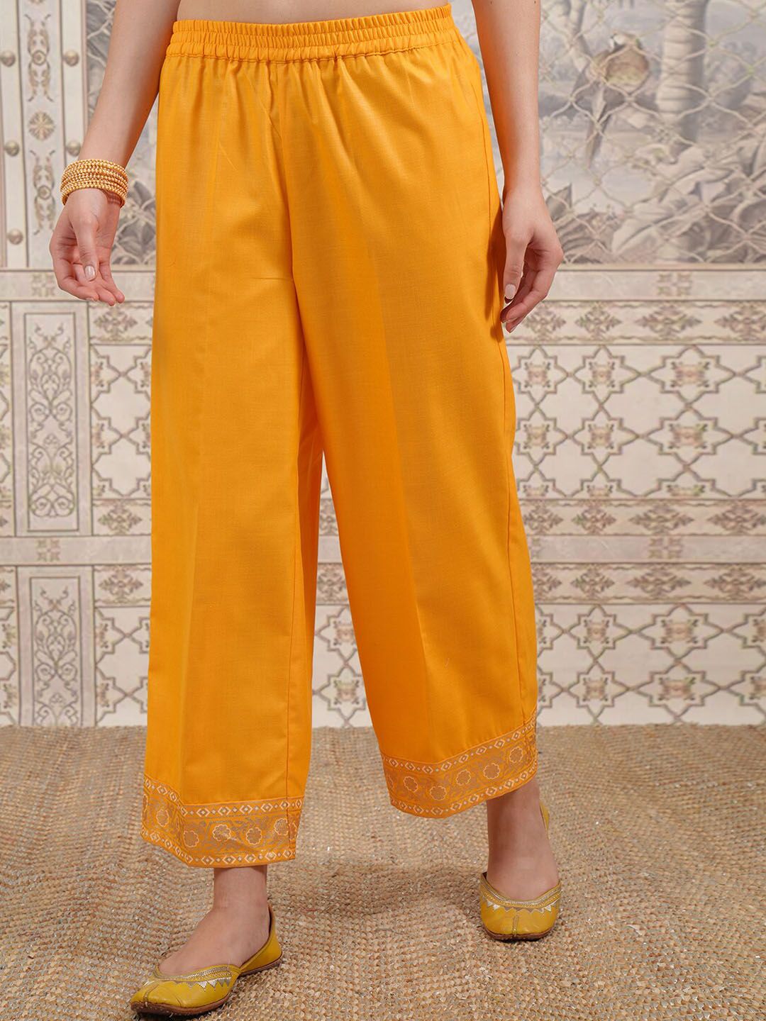 Vishudh Floral Yoke Design Straight Kurta with Palazzos & With Dupatta
