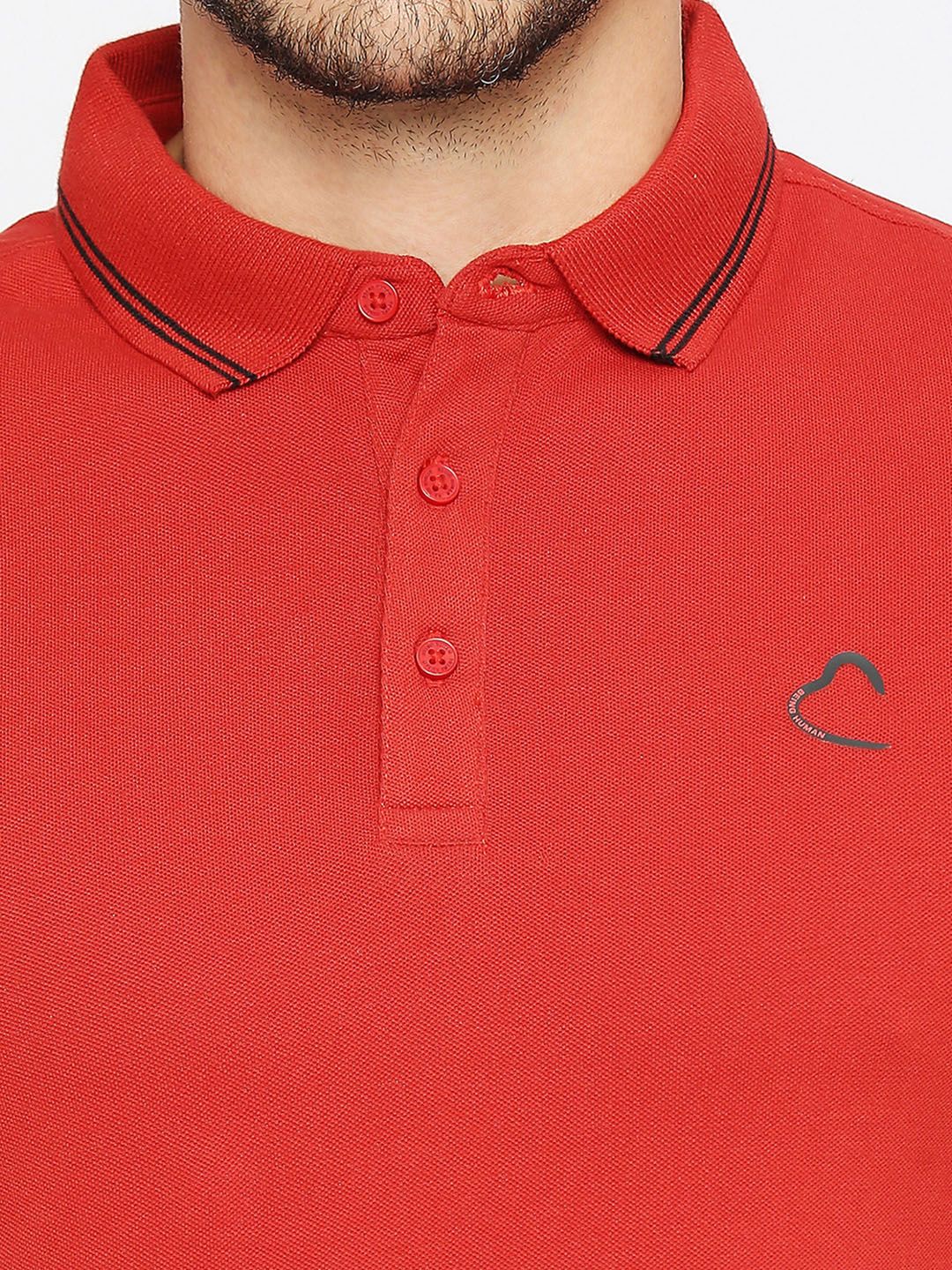 Being Human Men Red Polo Collar T-shirt