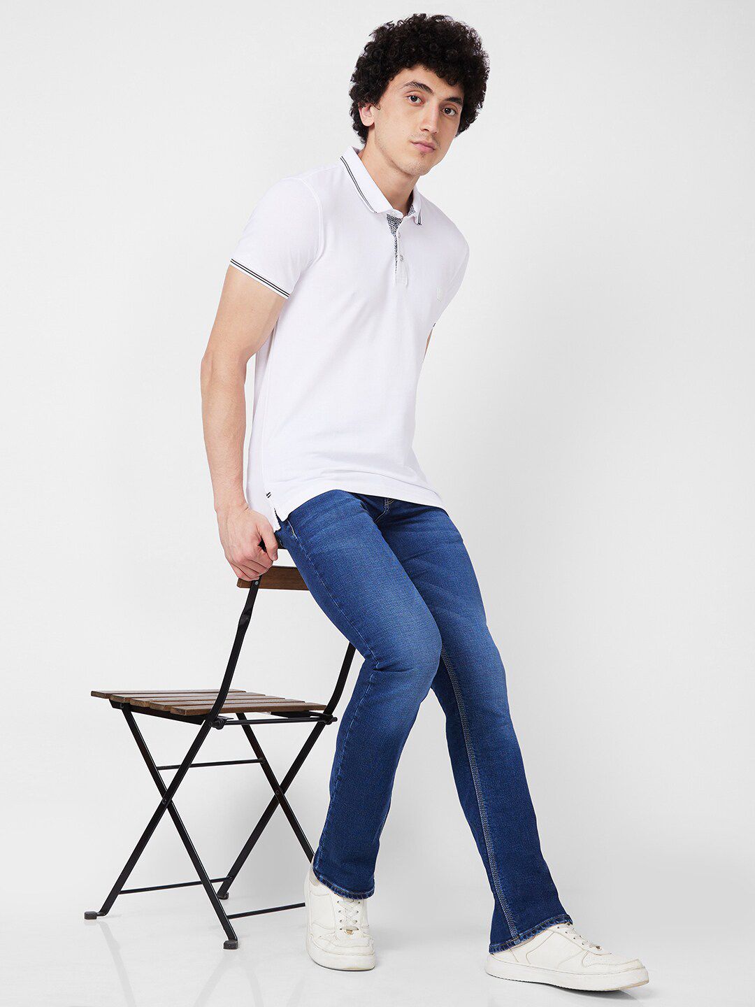 SPYKAR Polo Collar Short Sleeves Cotton Slim Fit T-shirt
