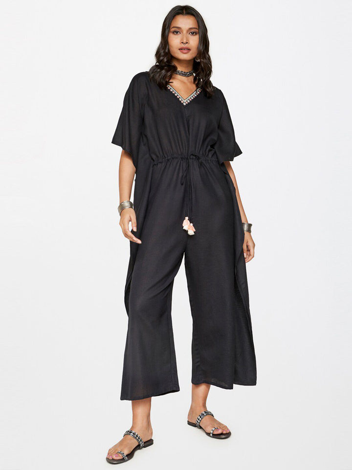 Global Desi V-Neck Waist Tie-Ups Basic Jumpsuit