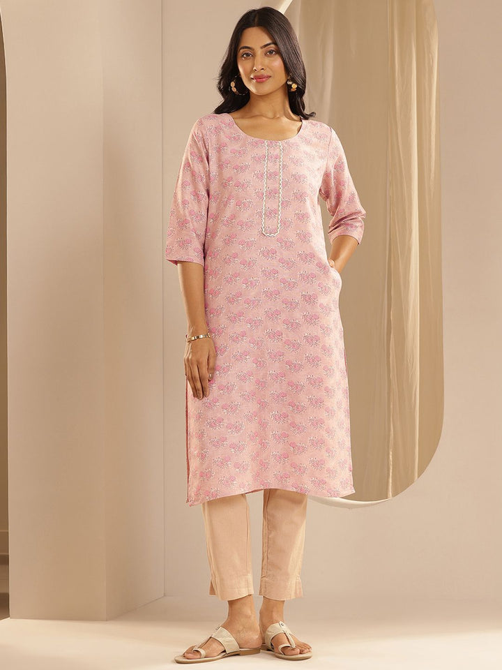 Libas Floral Printed Cotton Straight Kurta