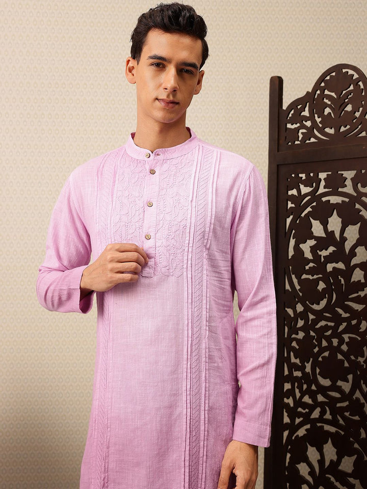 House of Pataudi Floral Embroidered Pure Cotton Jashn Kurta with Salwar