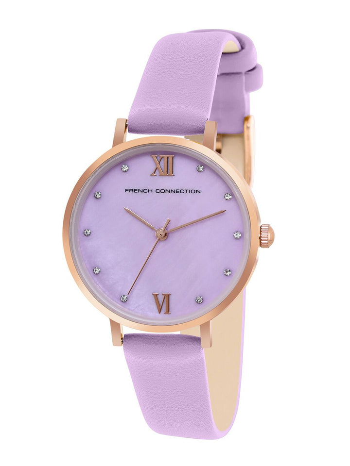 French Connection Women Embellished Dial & Leather Straps Analogue Watch FCN00065A