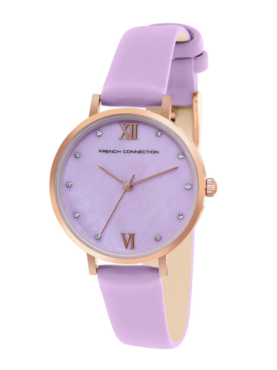 French Connection Women Embellished Dial & Leather Straps Analogue Watch FCN00065A