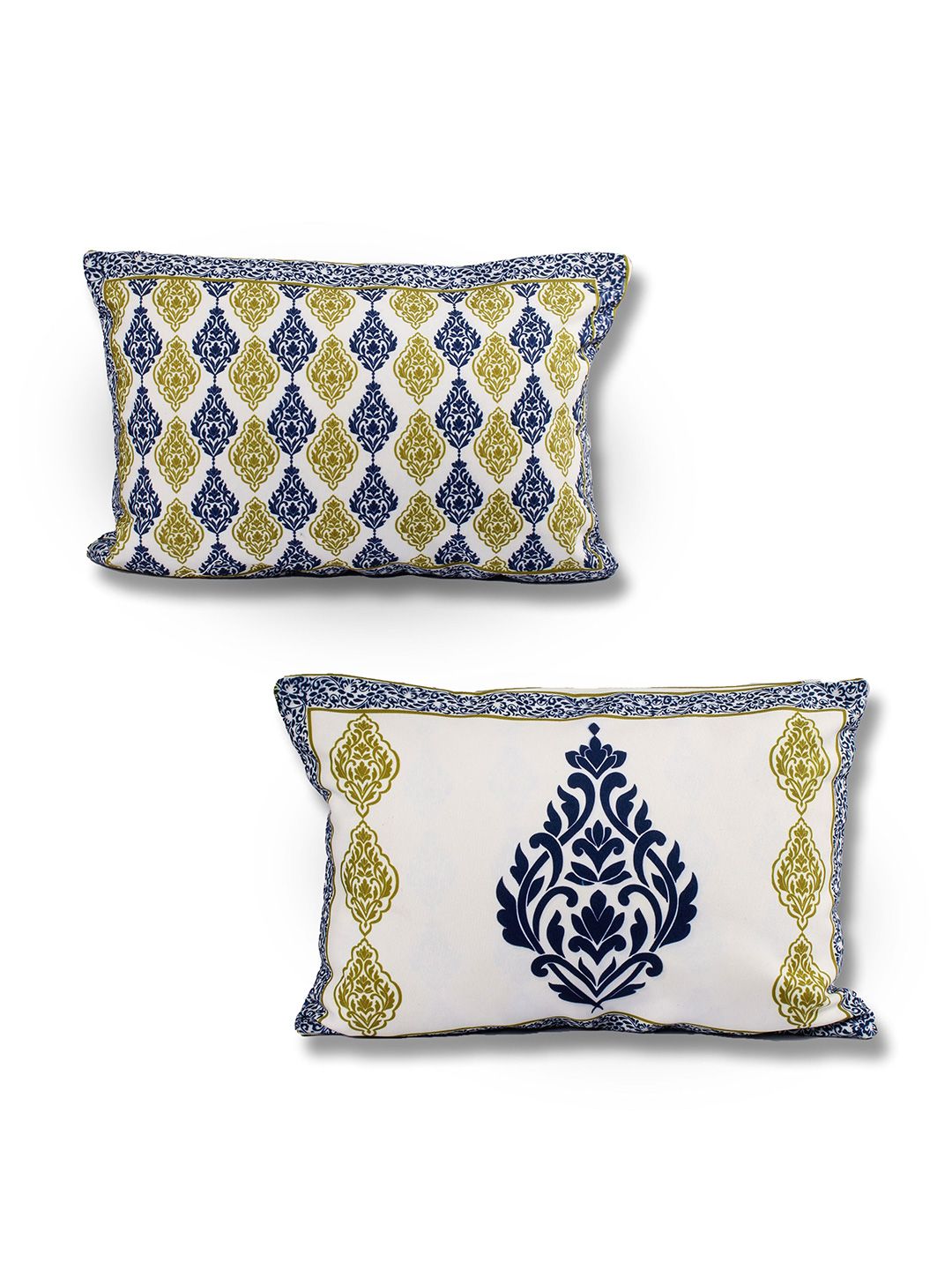 STITCHNEST Blue & White 2 Pieces Ethnic Motifs Rectangle Cushion Covers
