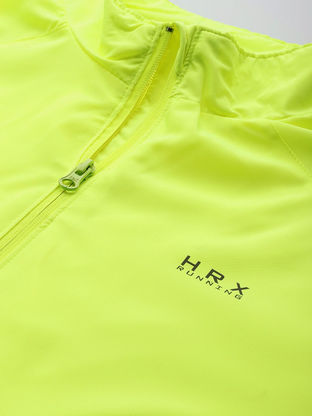 HRX by Hrithik Roshan Men Fluorescent Green Solid Rapid-Dry Antimicrobial Running Jacket