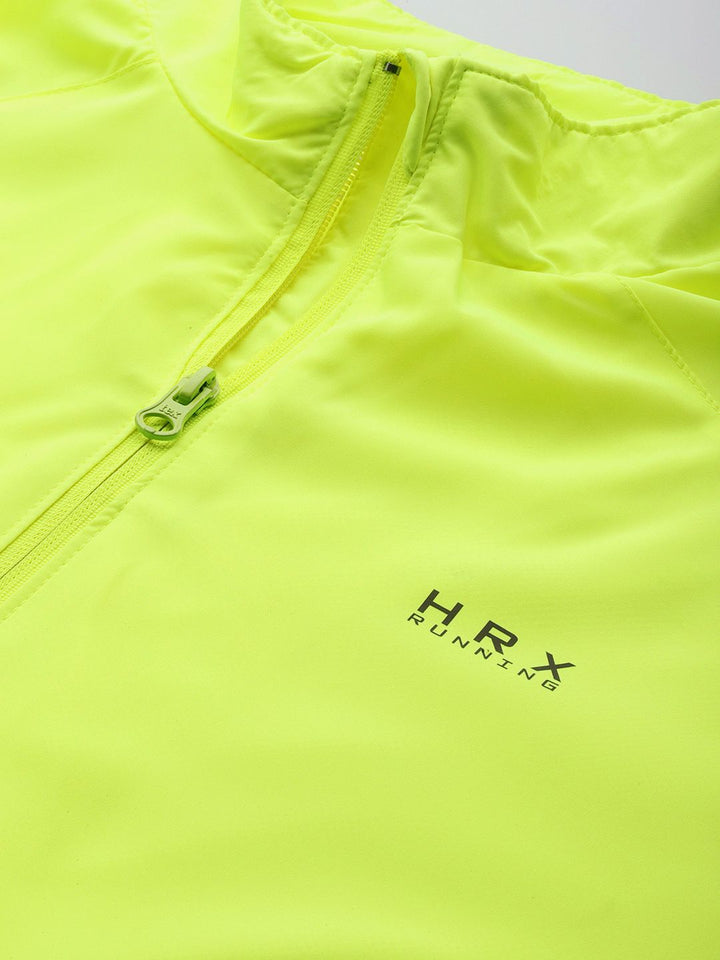 HRX by Hrithik Roshan Men Fluorescent Green Solid Rapid-Dry Antimicrobial Running Jacket