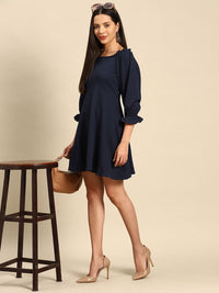 DENNISON Puff Sleeve Crepe Empire Dress