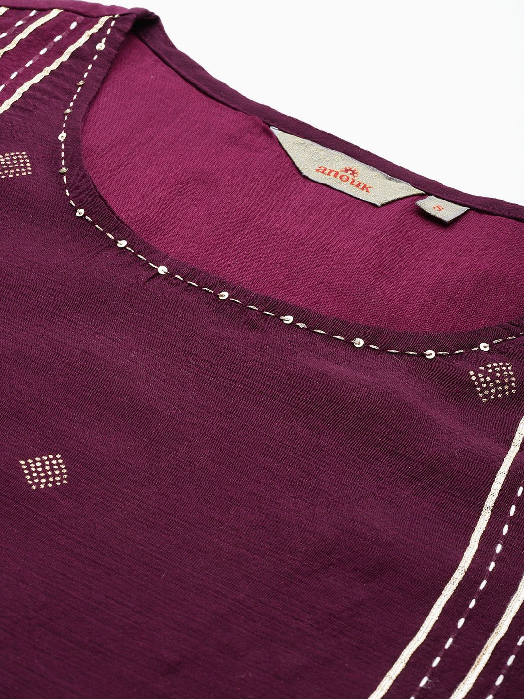 Anouk Striped Regular Kurta with Palazzos & With Dupatta
