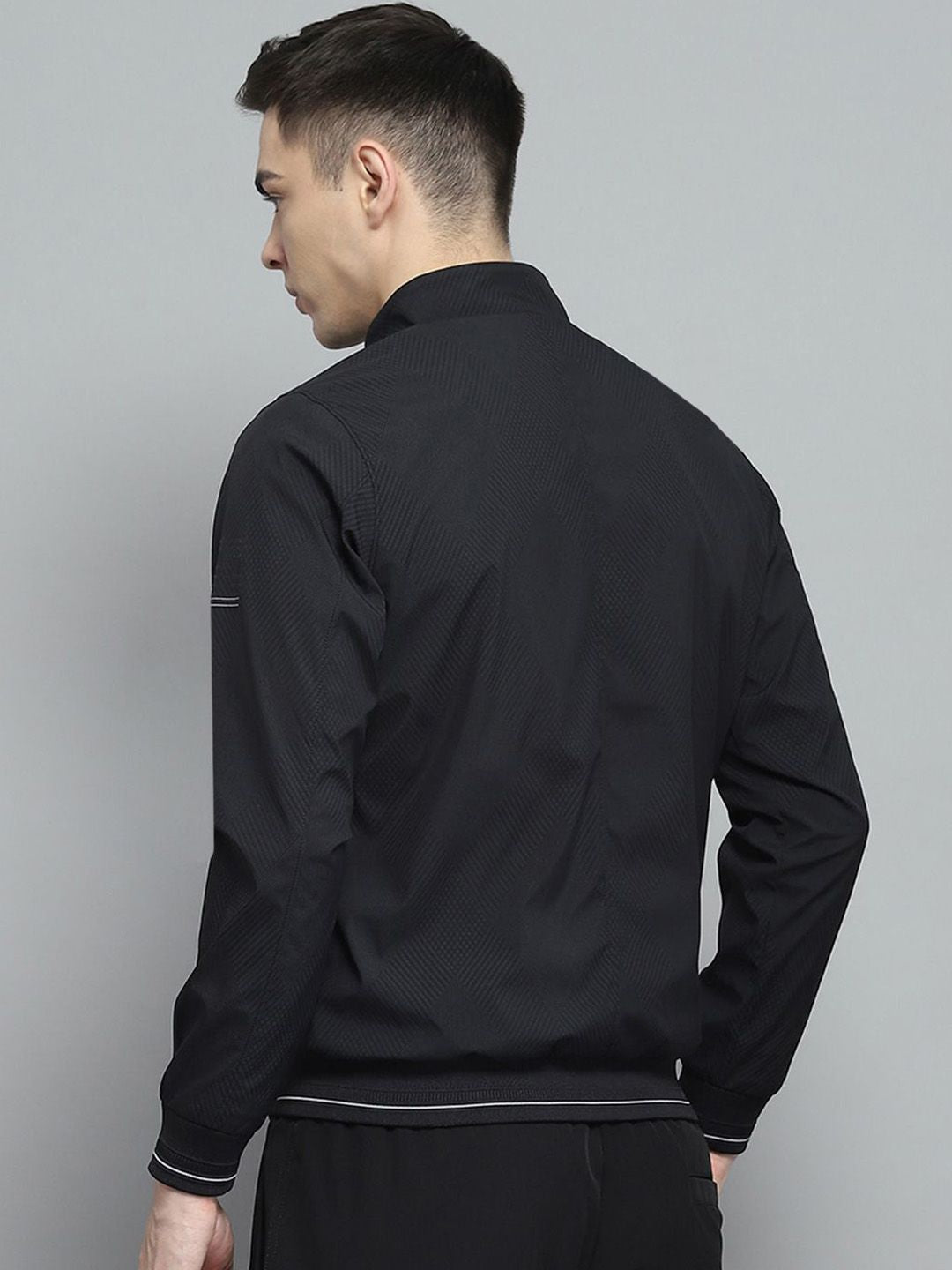 Monte Carlo Men Mock Collar Solid Casual Lightweight Bomber Jacket