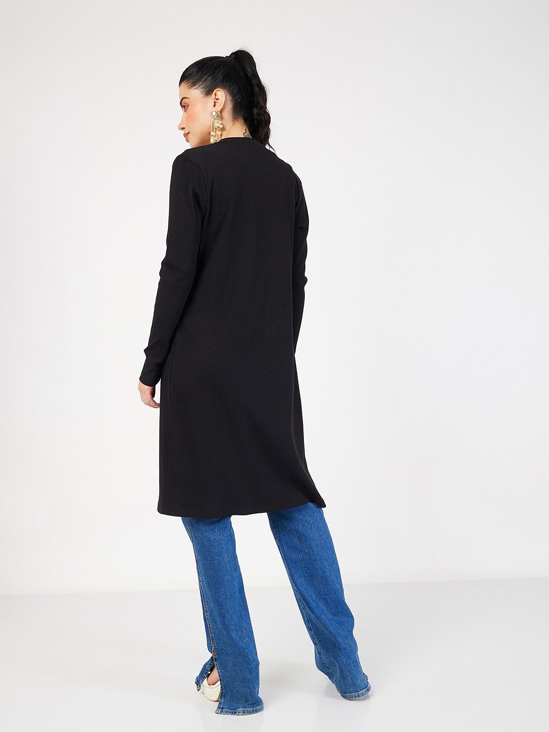 SASSAFRAS Ribbed Knitted Open Front Shrug
