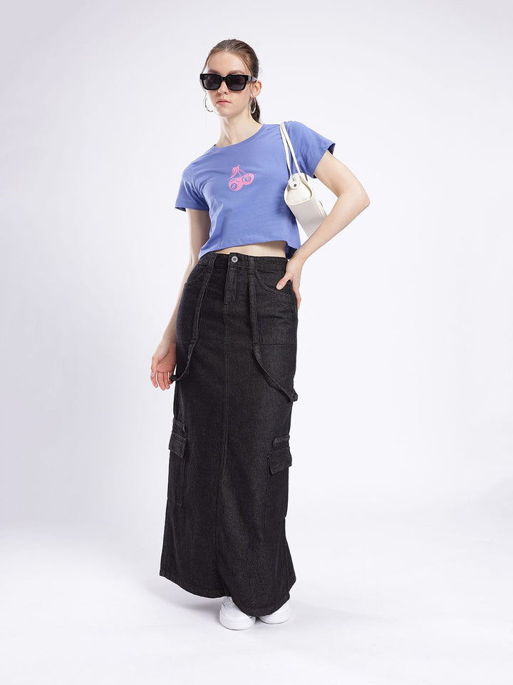 DressBerry Versatile Vogue Cargo Style Denim Maxi Skirt