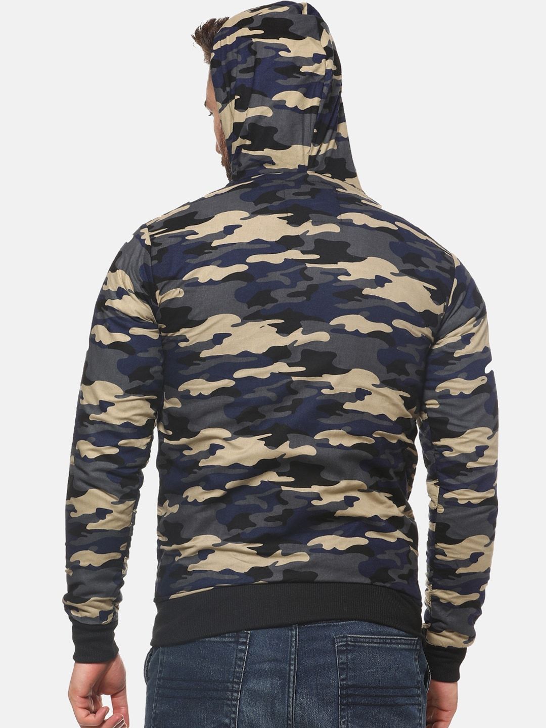 Campus Sutra Men Multicoloured Camouflage Printed Padded Jacket