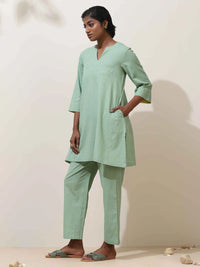 trueBrowns Mint Green Cotton Kurta Co-Ord Set