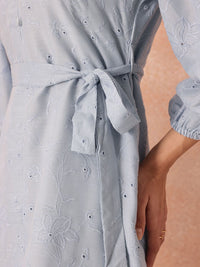 all about you Floral Embroidered A-Line Schiffli Dress