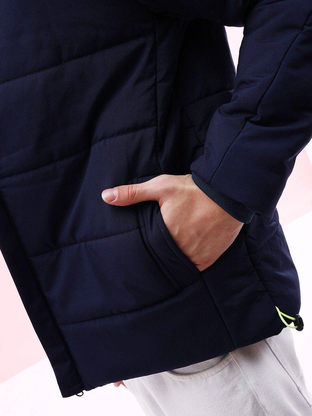 The Indian Garage Co Men Colourblock Zip-Front Regular Fit Puffer Jacket