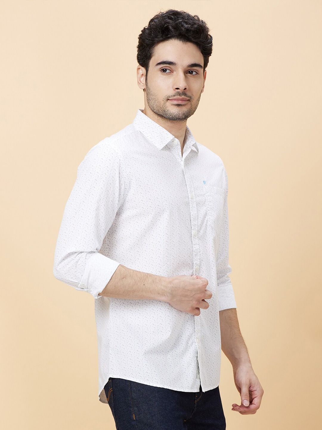 Being Human Micro Ditsy Printed Cotton Slim Fit Casual Shirt