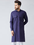 SOJANYA Men Navy Blue Solid Pathani Kurta