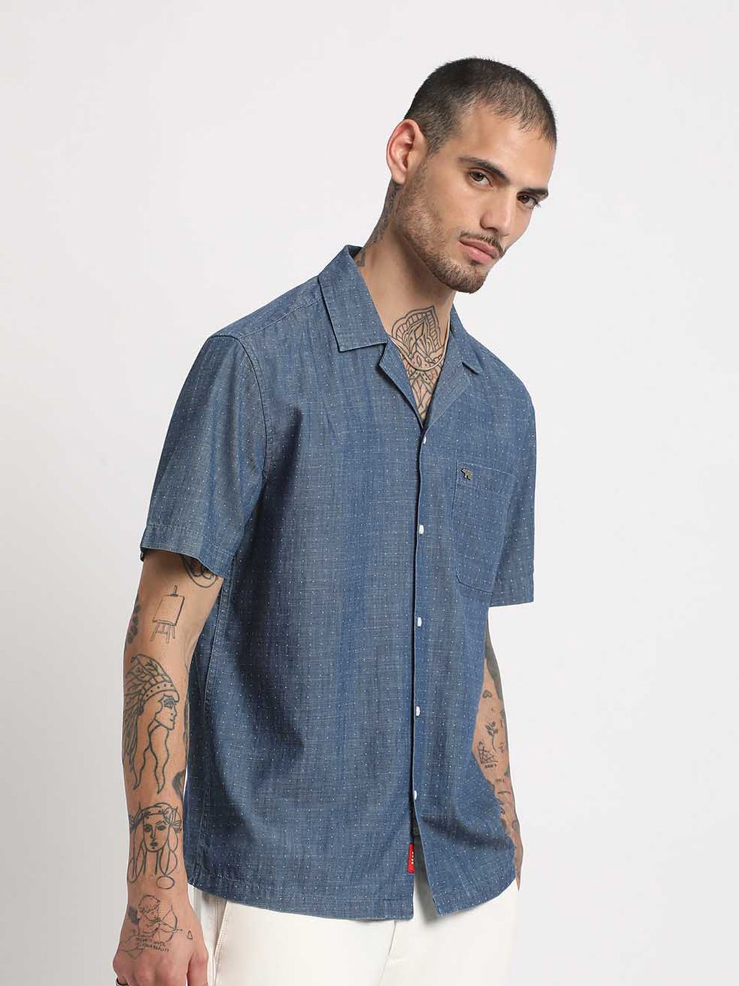 THE BEAR HOUSE Regular Fit Micro Ditsy Printed Pure Cotton Casual Shirt