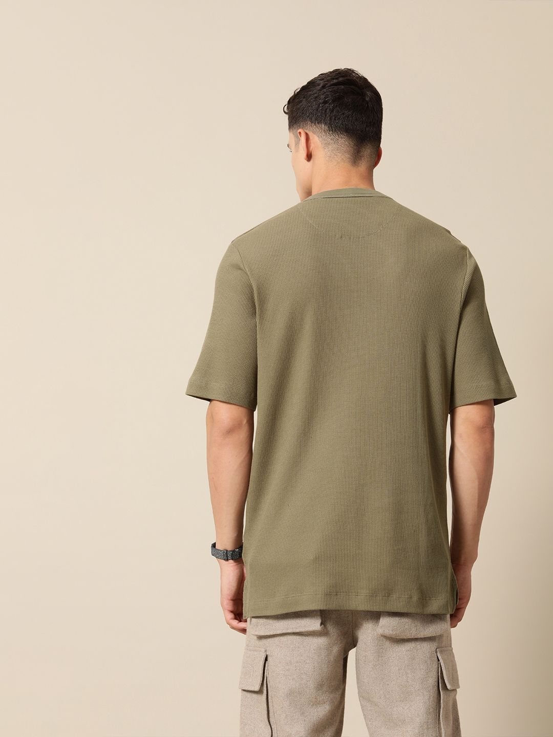 Mr Bowerbird Self Design Liberal Fit Pure Cotton Casual T-shirt