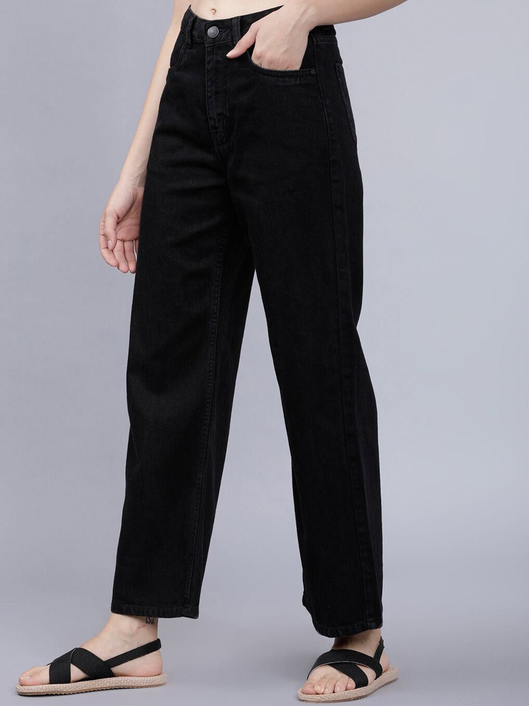 Tokyo Talkies Women Black Flared Mid-Rise Clean Look Jeans