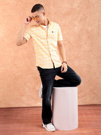 The Indian Garage Co Men Orange Checked Casual Shirt