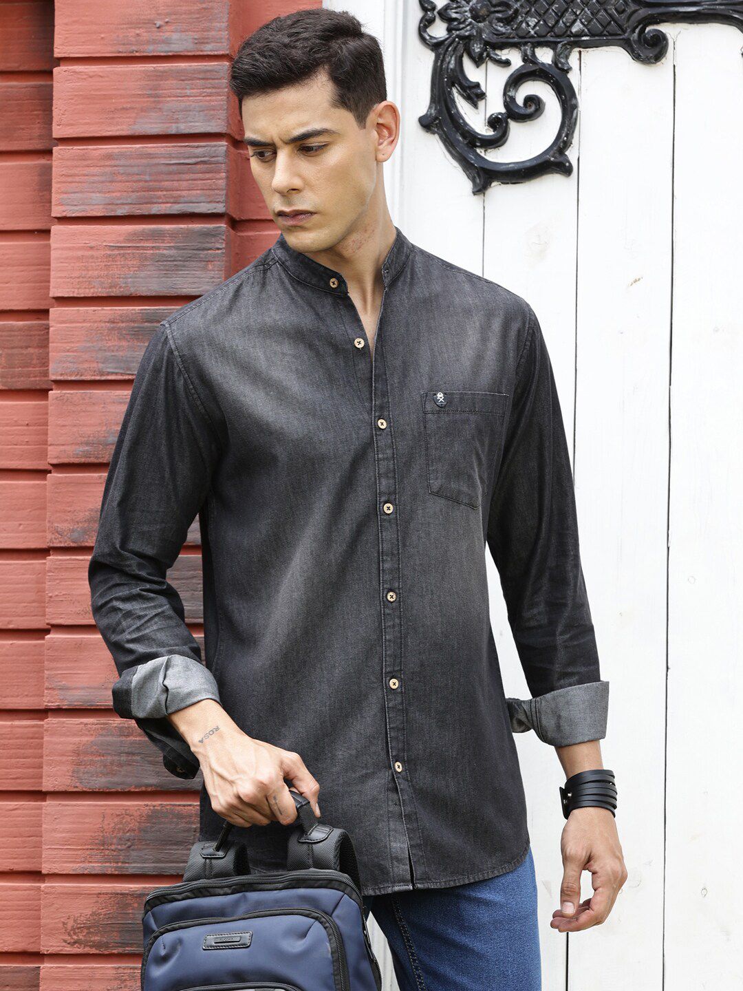Thomas Scott Men Solid Cotton Smart Slim Fit Opaque Casual Shirt
