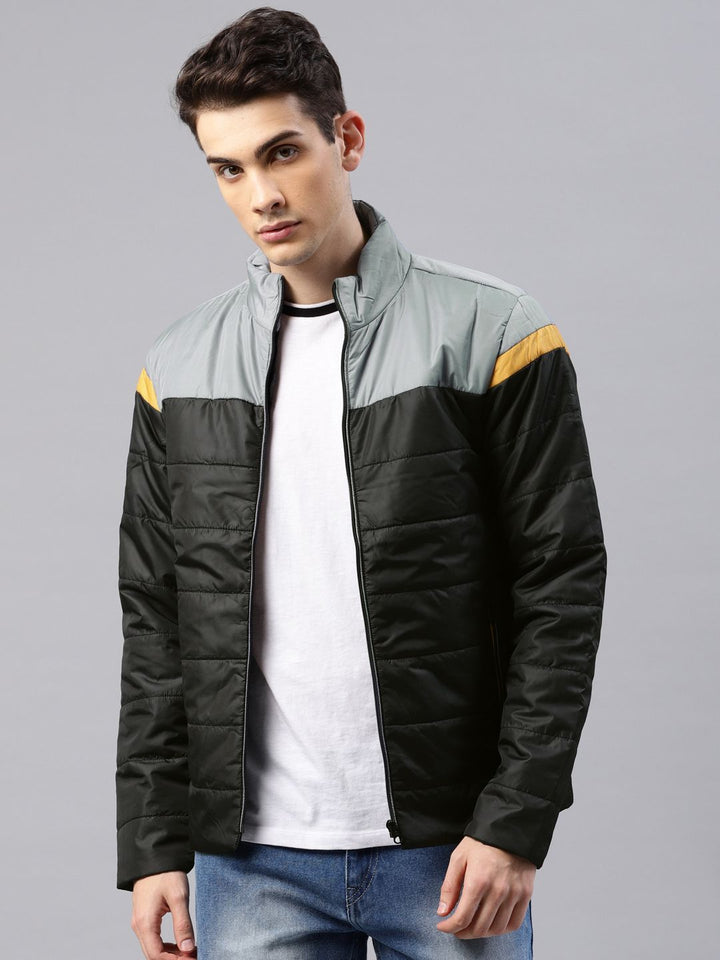 HRX by Hrithik Roshan Men Black & Grey Colourblocked Padded Jacket