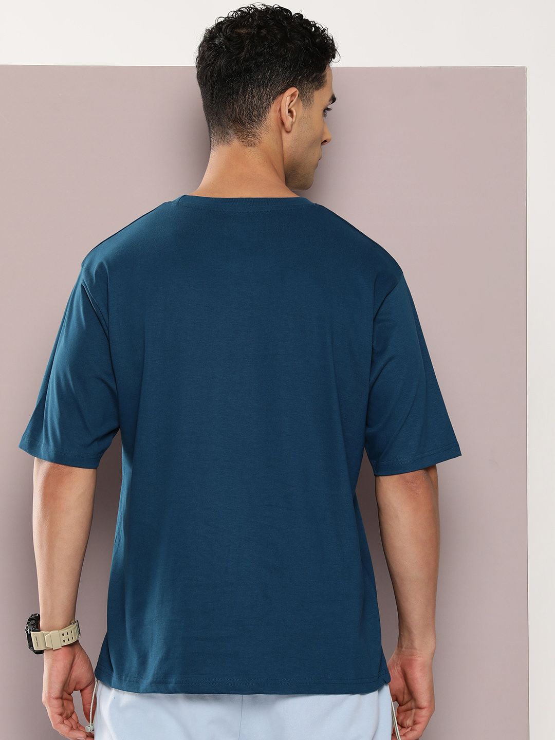DILLINGER Men Typography Printed Oversized Drop-Shoulder Sleeves Pure Cotton T-shirt