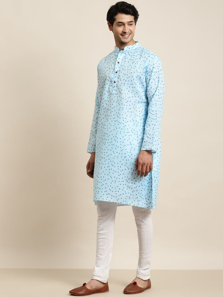 Anug by SOJANYA Men Blue Floral Printed Kurta