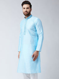 SOJANYA Men Turquoise Blue Woven Design Straight Kurta