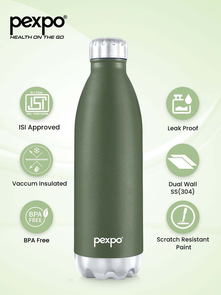 PEXPO Electro ISI Diserahkan Thermosteel 24 Hrs Botol Air Hijau Panas & Sejuk- 1800ml