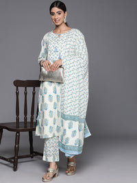 Libas Ethnic Motifs Printed Gotta Patti Pure Cotton Kurta with Trousers & Dupatta