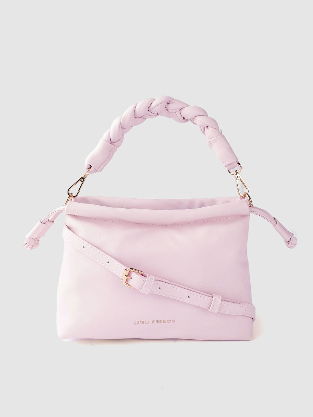 Lino Perros Lavender Structured Handheld Bag with Detachable Sling Strap