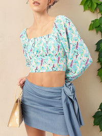 DressBerry Floral Fanatic Smocked Empire Crop Top