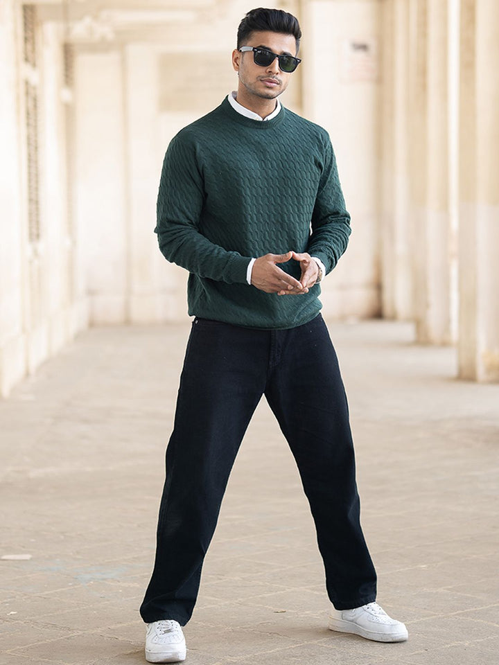 Powerlook Men Self-Design Pullover Sweater