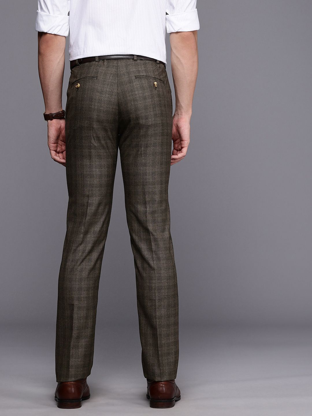 Raymond Men Checked Slim Fit Formal Trousers