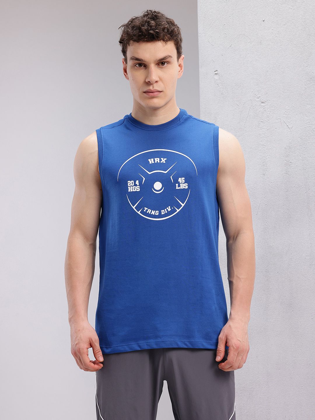 HRX by Hrithik Roshan Sleeveless Brand Logo Printed Training T-shirt