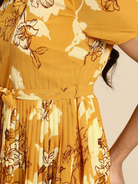 all about you Floral Print Accordion Pleat A-Line Dress