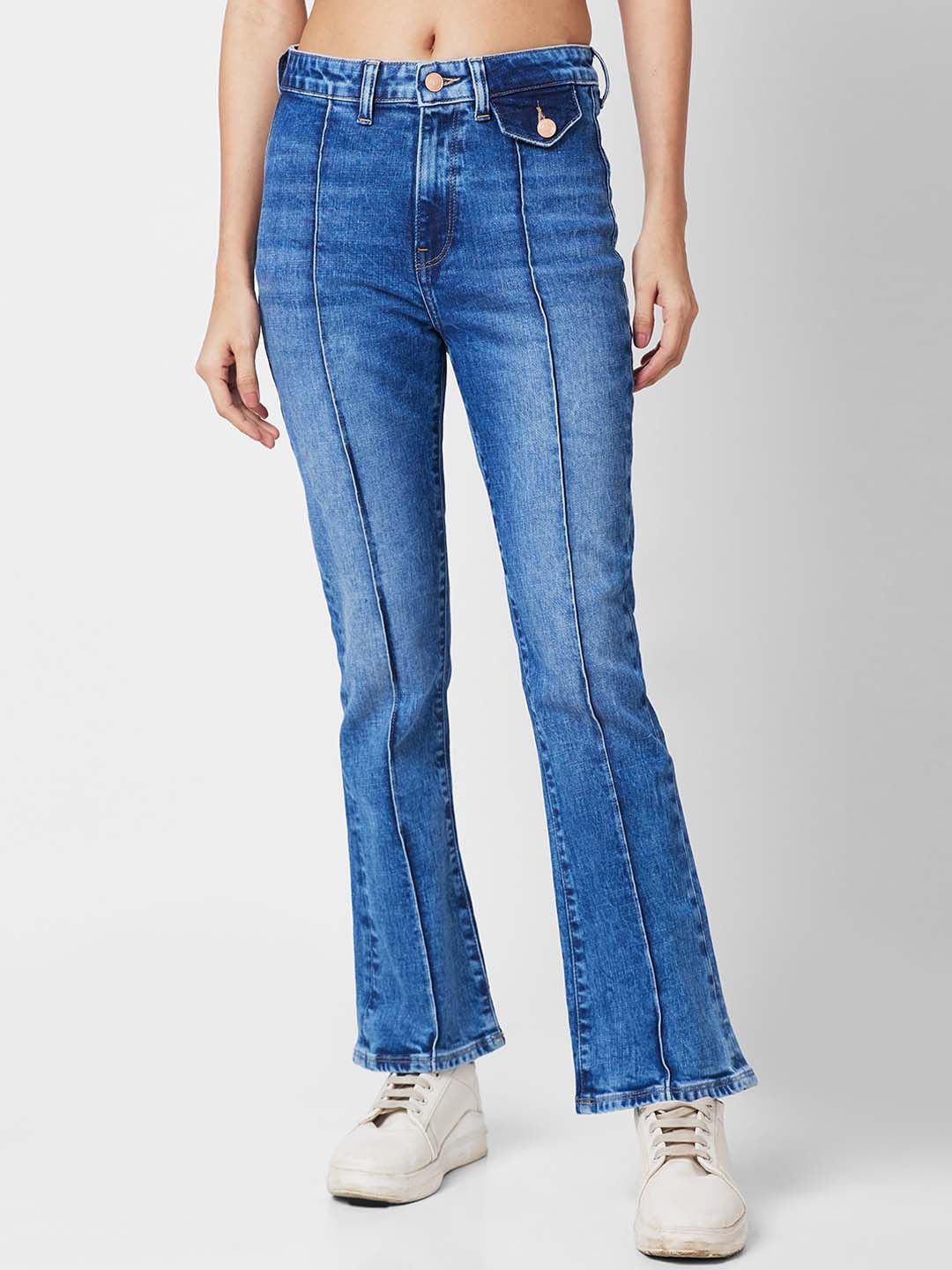 SPYKAR Women Bootcut Low Distress Heavy Fade Stretchable Jeans