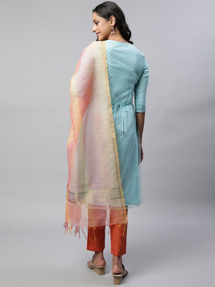 AURELIA Ethnic Motifs Embroidered Sequinned Kurta with Trousers & Dupatta