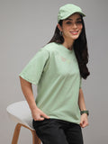DILLINGER Women Short Sleeve Oversized Crew Neck Embroidery Tshirt