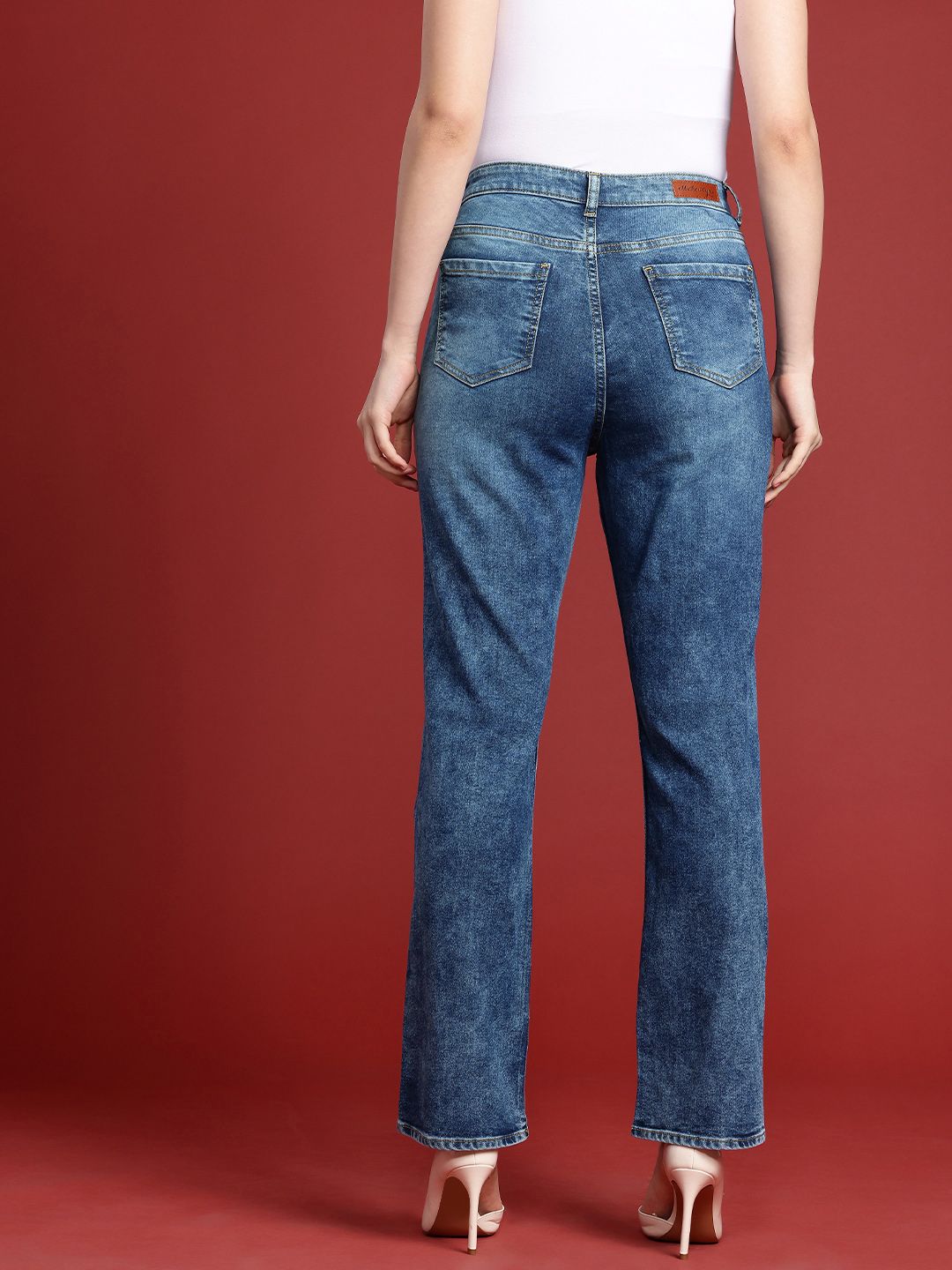 all about you Women Straight Fit High-Rise Heavy Fade Stretchable Jeans