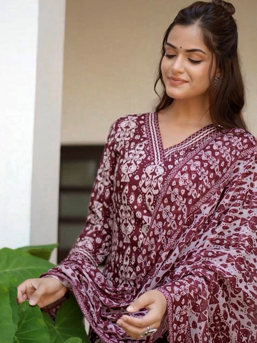 KALINI Ethnic Motifs Printed Straight Kurta with Trousers & Dupatta