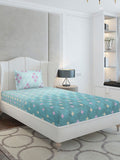Monte Carlo Sea Green & Pink Printed 144 TC Single Bedsheet Set 2.29 m x 1.52 m