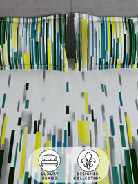 Story@home Grey & Green 180 TC Abstract Queen Fitted Bedsheet With 2 Pillow Covers