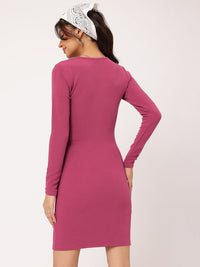 DressBerry Bow Beauty Textured Ruched Mini Bodycon Dress