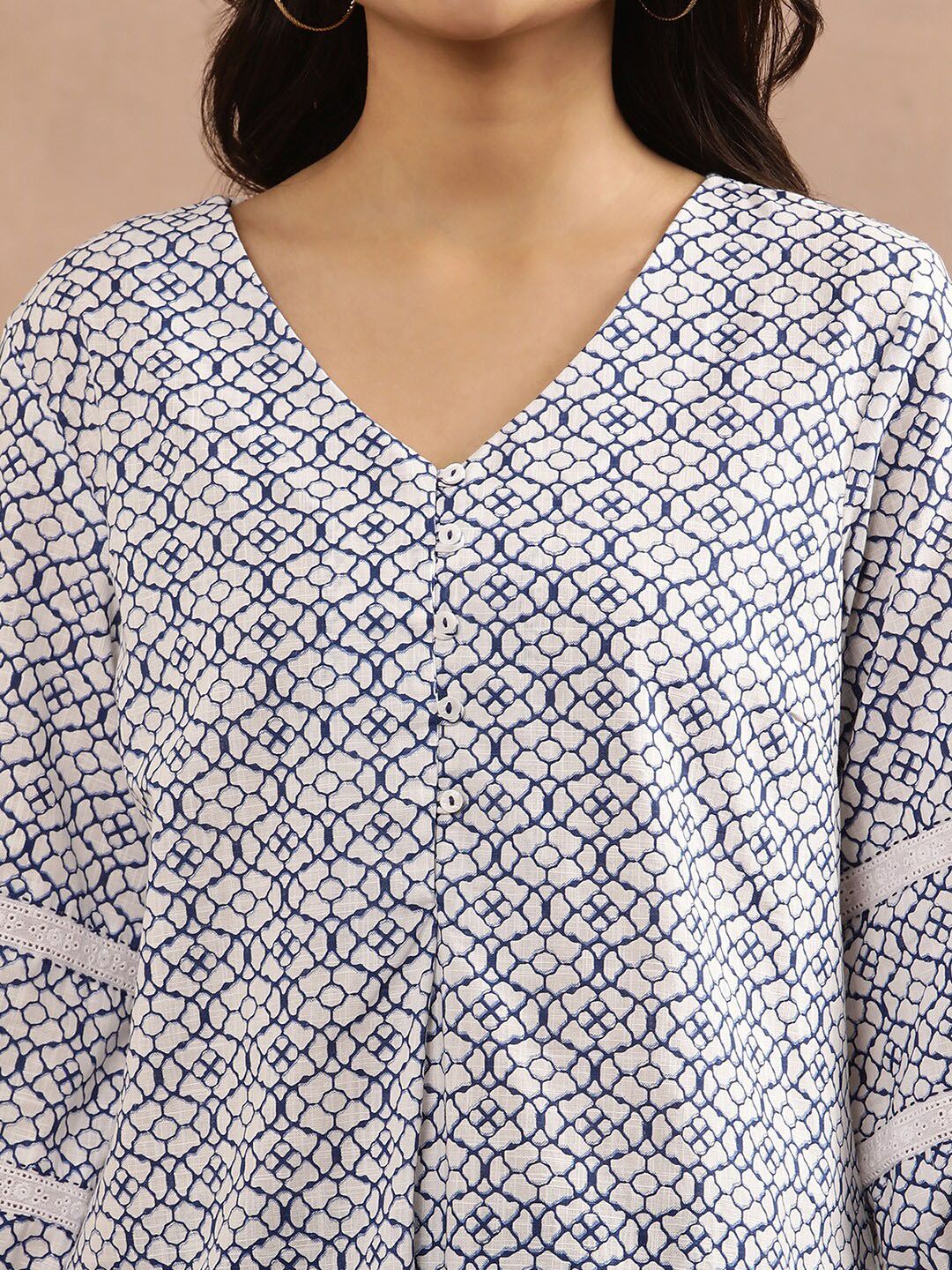 W Geometric Printed Pure Cotton Top