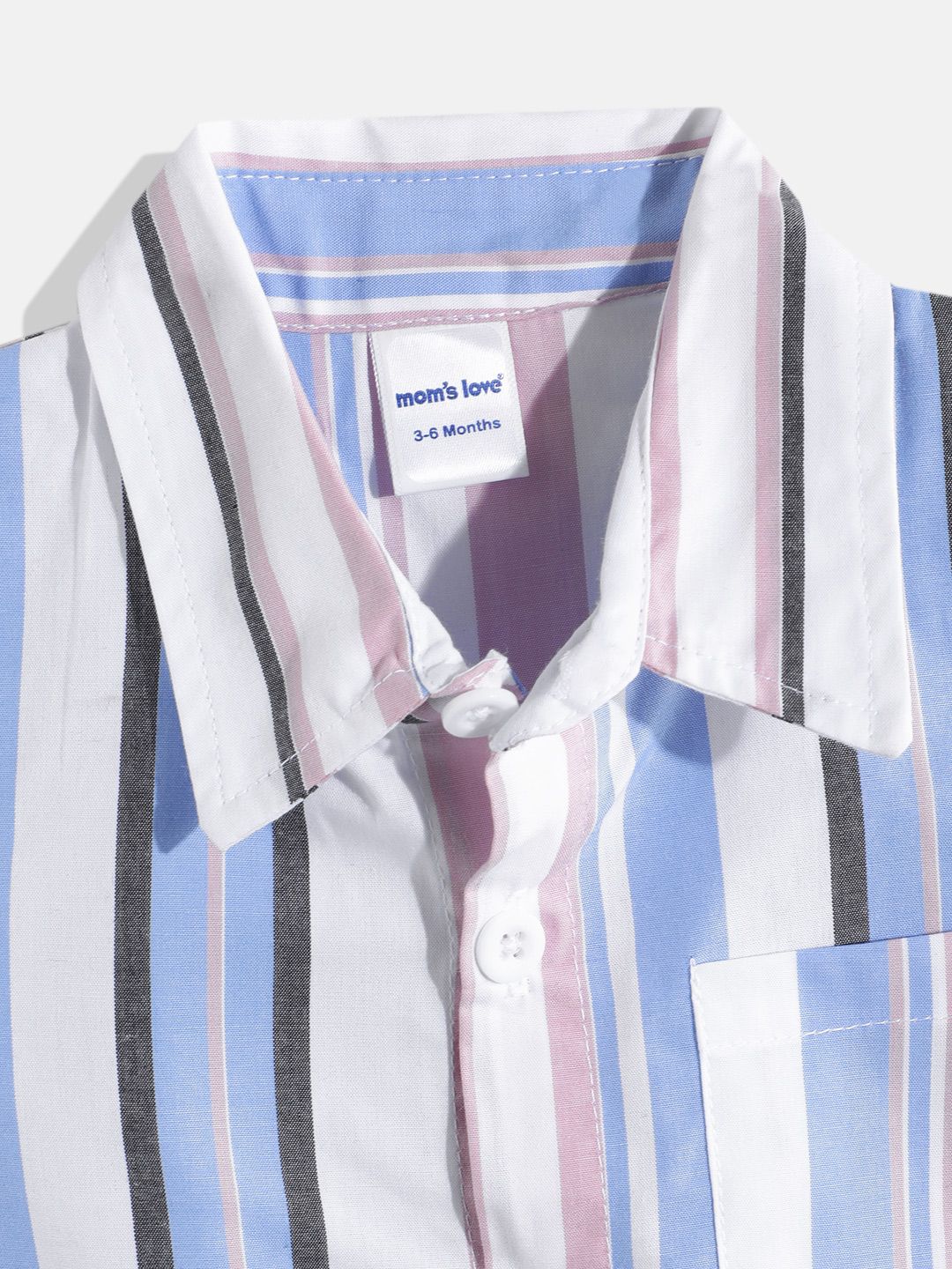 Moms Love Infant Boys Multi Vertical Stripes Pure Cotton Shirt