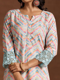 Libas Embroidered Regular Thread Work Straight Kurta with Palazzos & Dupatta